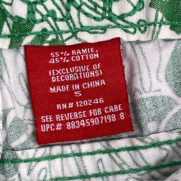 Bongo Tropical Print Button Fly Chino Shorts Green White Juniors 5 - Picture 6 of 8